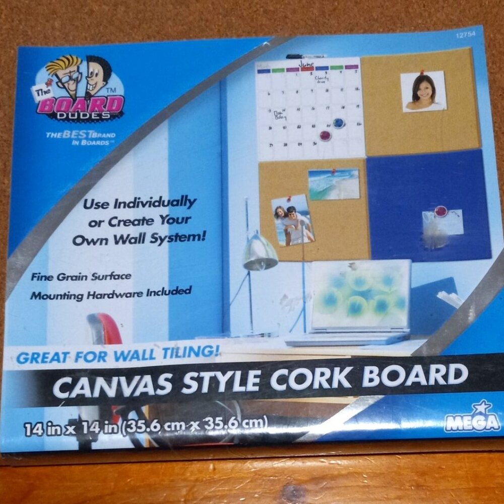 Canvas Style Cork Board 14in X 14in  Square Canvas Style NWT